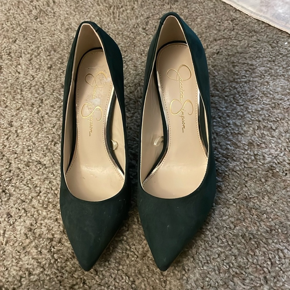 suede green jessica simpson pumps